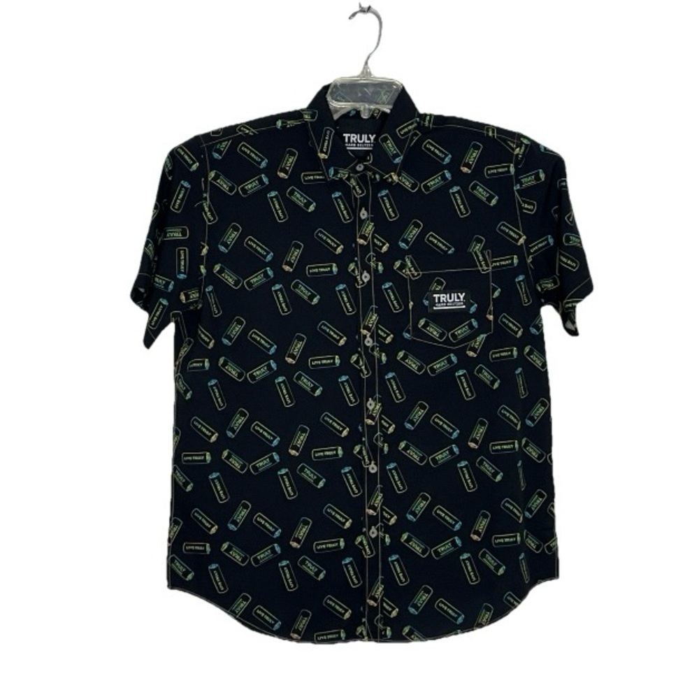 TRULY Black and Green Casual Button Down Shirt